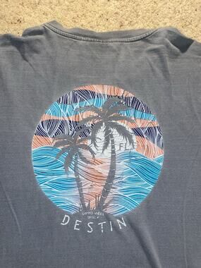Alvin’s Island Mens Large Destin FL Good Vibes Only 30A Beach Pocket Tee Shirt